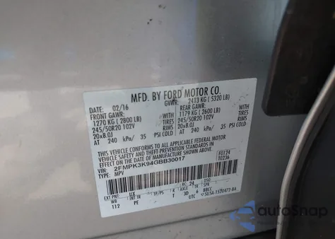2016 Ford Edge Titanium from USA, damaged, VIN 2FMPK3K94GBB30017